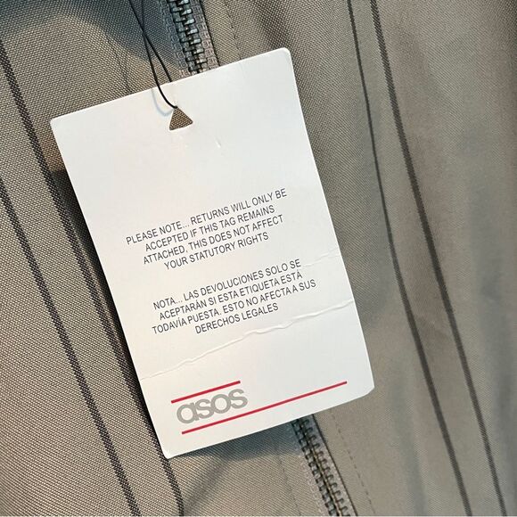 New ASOS Smart Track Lightweight Full Zip Grey Stripe Bomber Jacket size 2XL - Picture 5 of 6